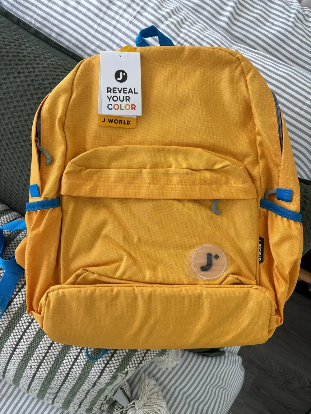 J World BRAND NEW! Yellow Kids Backpack with Blue Accents